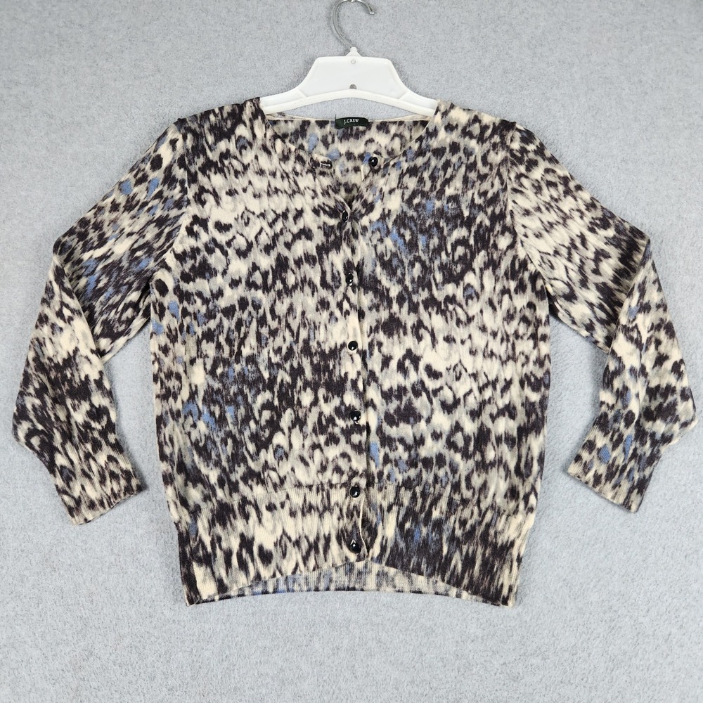 J.Crew Cardigan Sweater Womens Small Multi Tight Knitted Abstract Button Front